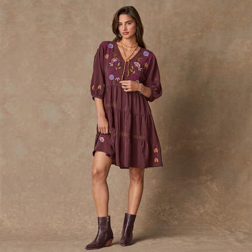 Toni Embroidered Dress, Petite