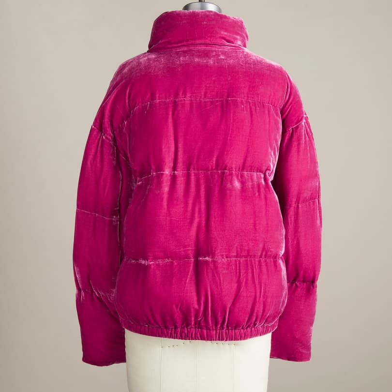 Velvet puffer outlet jacket pink