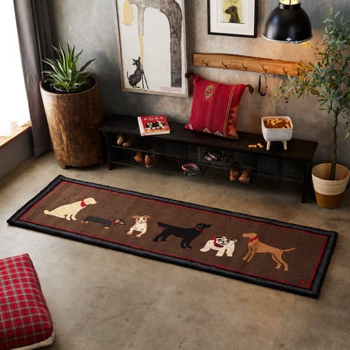 DOGS WELCOME HAND-HOOKED RUG view 1