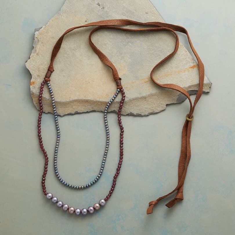 GRAY AND GARNET NECKLACE view 1