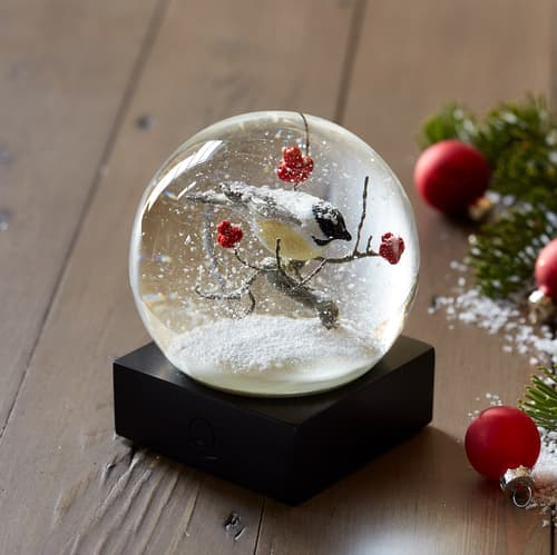 SNOWY CHICKADEE SNOW GLOBE view 1