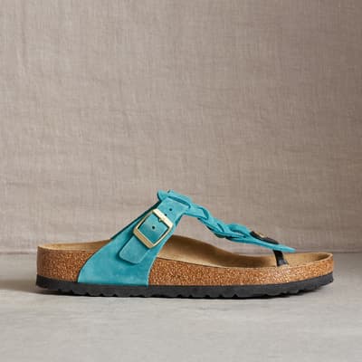 Birkenstock Gizeh Oiled Leather Blue Sandals