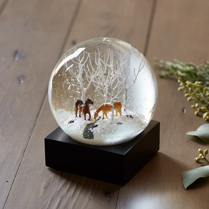 WINTER HORSES SNOW GLOBE view 1