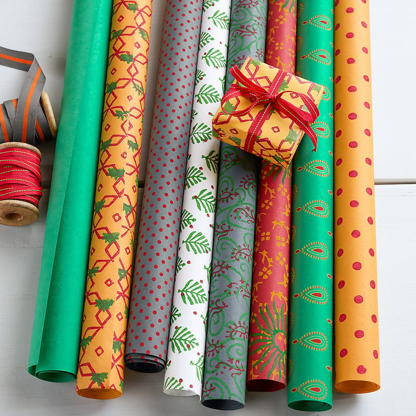 FESTIVE MEDLEY WRAPPING PAPER, SET OF 8 view 1