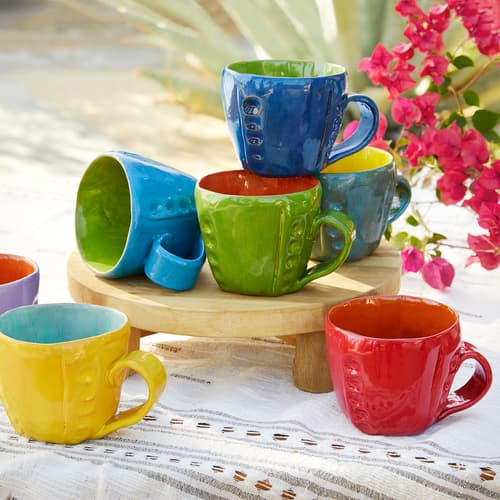 Cute Mugs Colorful Heart Shaped Ceramic Coffee Mug Cups, 13oz Fine