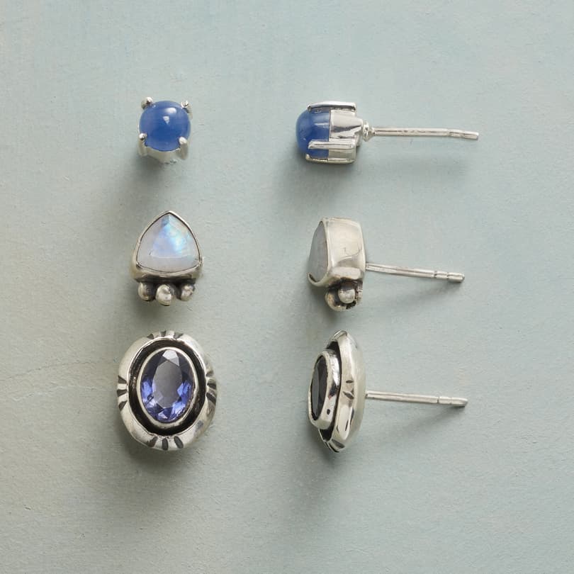 BLUES AND MOONSTONE EARRING TRIO view 1