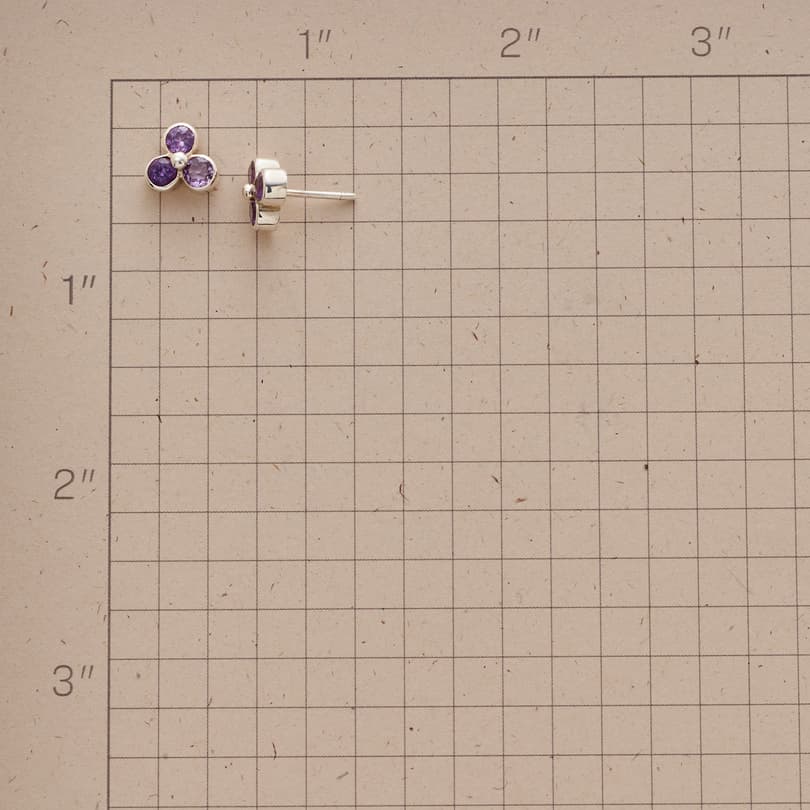 THREE LEAF AMETHYST EARRINGS view 1
