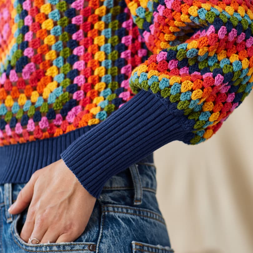 FARM Rio, Sweaters, Farm Rio Sunset Stripes Crochet Sweater Size S Nwt