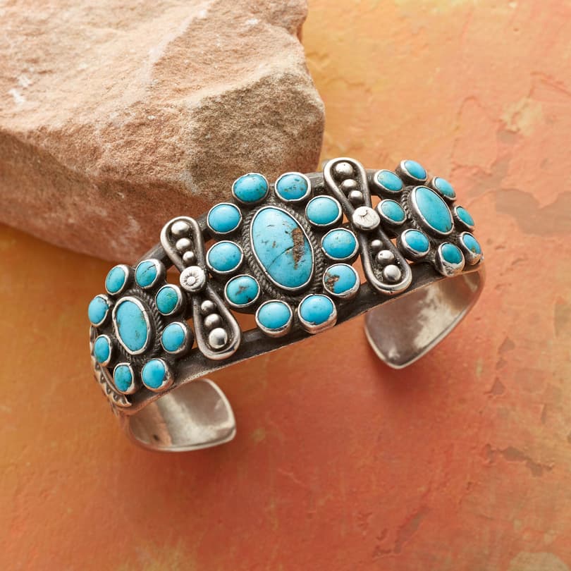 1930S DOUBLE BOW TURQUOISE CUFF view 1