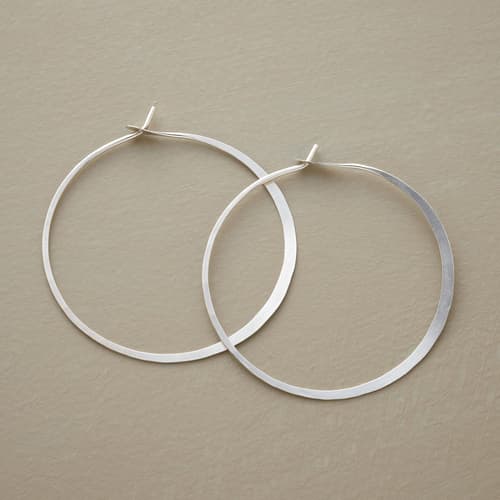 STERLING HAND FORGED GYPSY HOOPS view 1