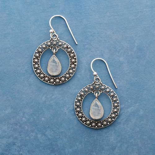 MOONSTONE AND STARBURST EARRINGS view 1