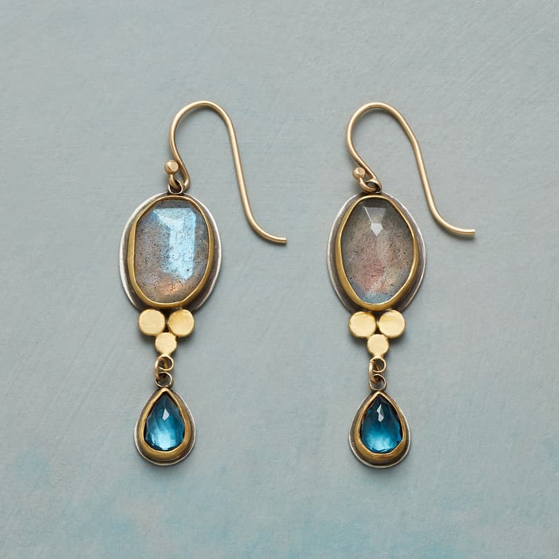 Labradorite and Blue Topaz Earrings view 1