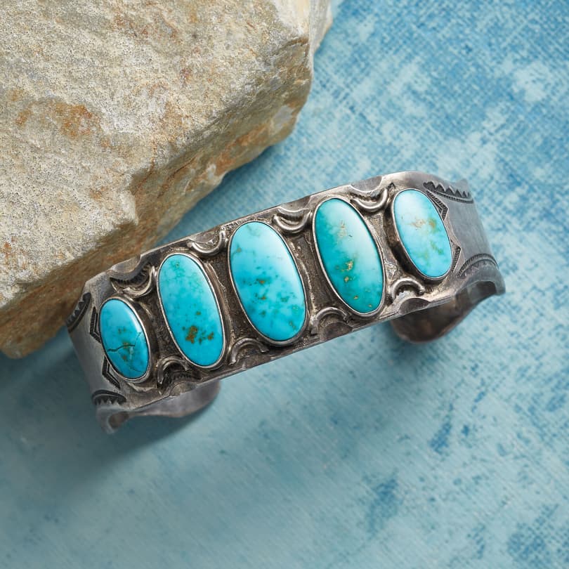 1920S BLUE GEM FIVE-TURQUOISE CUFF view 1