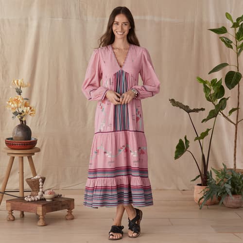 Aranza Handwoven Dress View 5Pink