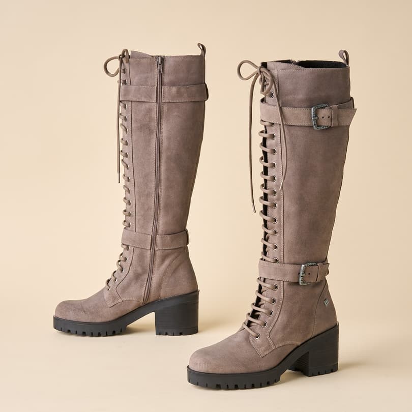 Tall brown combat outlet boots