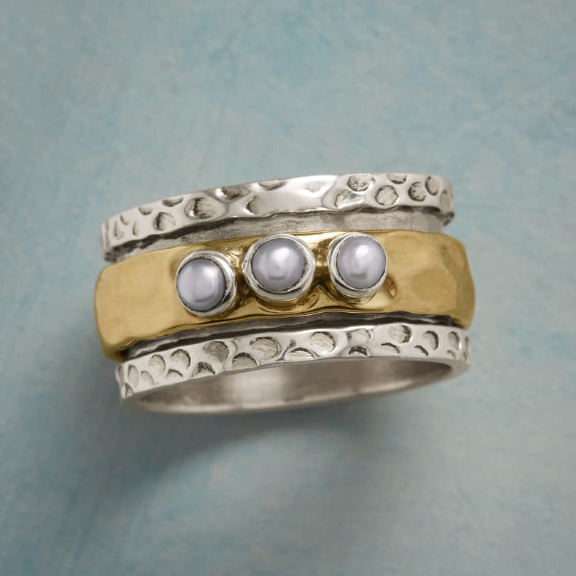 PEARLS OF THREE SPINNER RING view 1