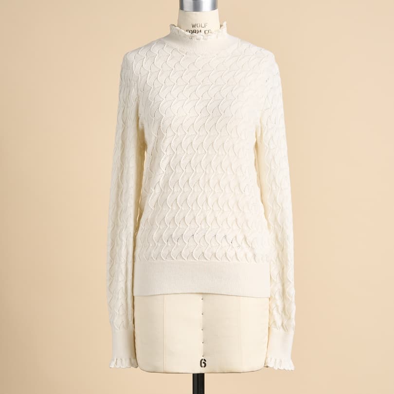 White hot sale ruffle turtleneck