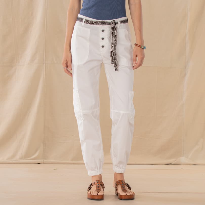 High-Waisted Twill Jogger Pants for Women