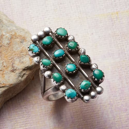 1950S PETIT POINT TURQUOISE RING View 1