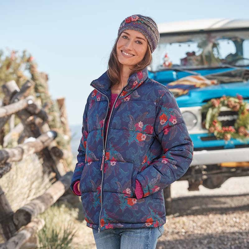 KIMMY PUFFER COAT view 1 NAVYFLORAL