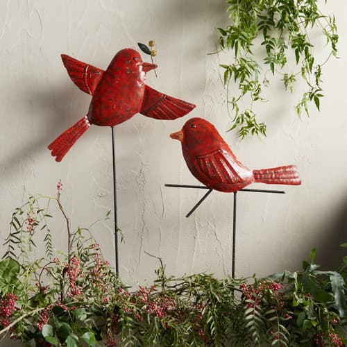 Cheerful Cardinal Yard Stakes, Set Of 2 View 1