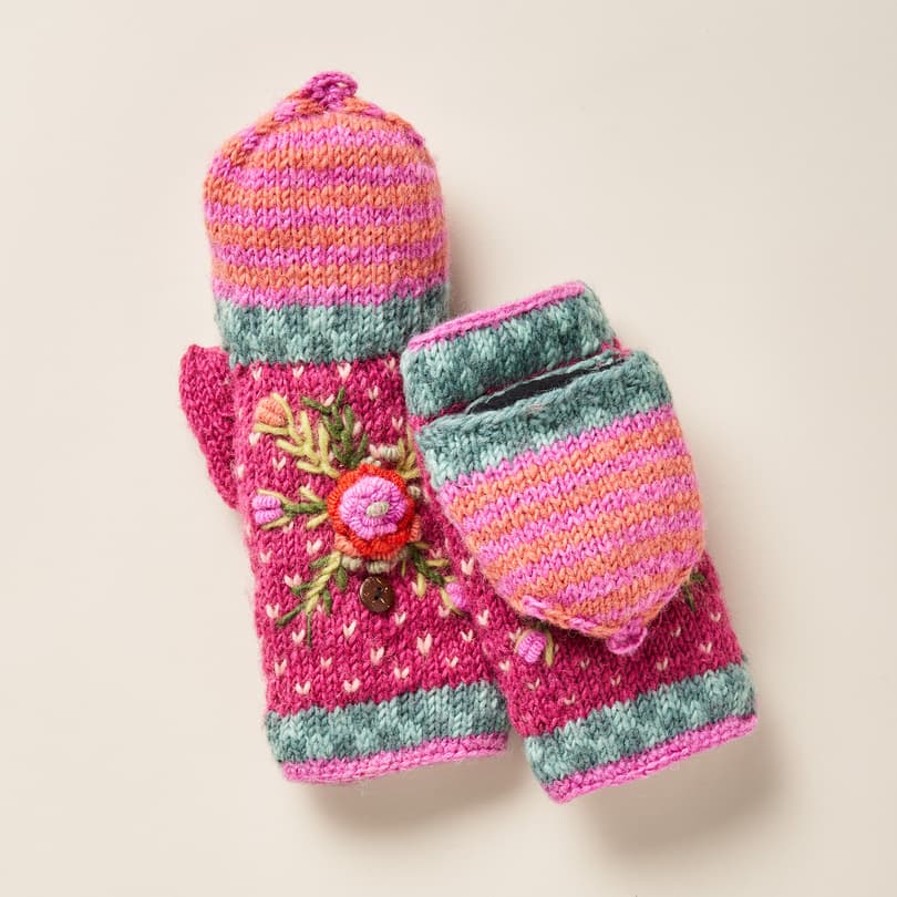 Frosty Blooms Convertible Mittens View 17PRPLORCHID