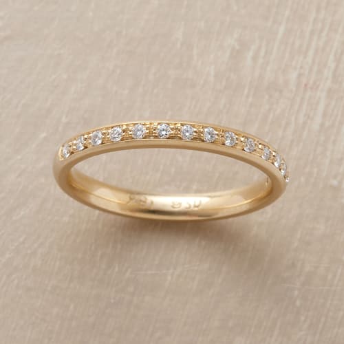 SINGLE ROW YELLOW GOLD PAVE DIAMOND RING view 1