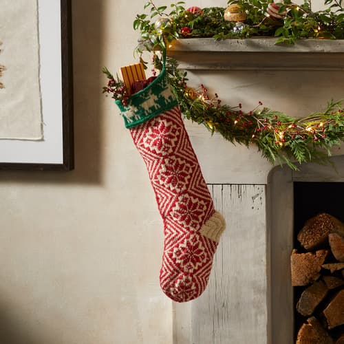 HEIRLOOM REINDEER PRINT STOCKING view 1