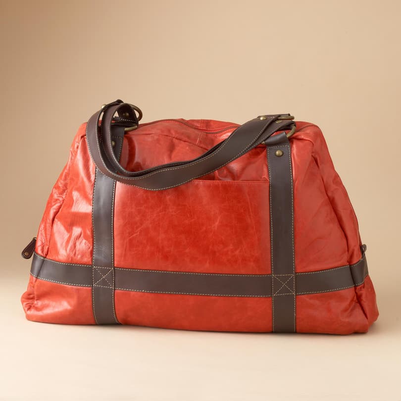 RED LEATHER TOURING BAG view 1