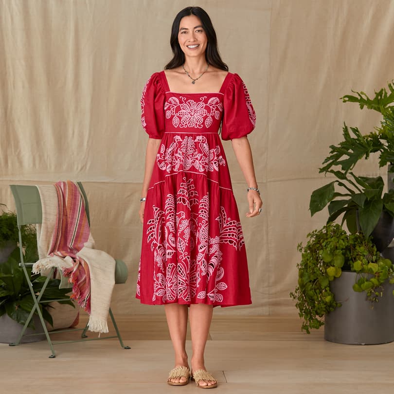 Palm Tree Richelieu Dress View 7C_RED