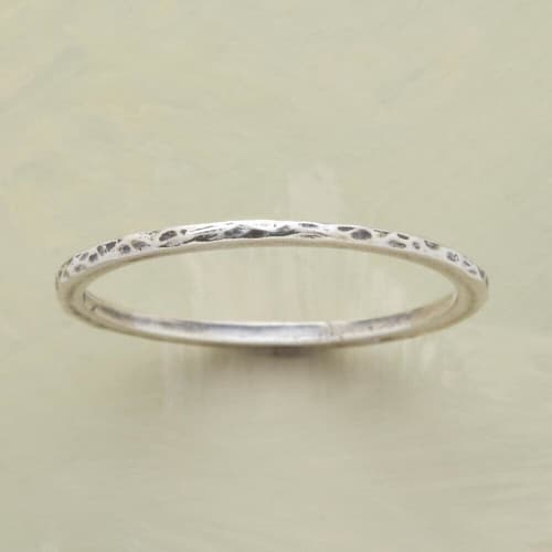 THREAD-THIN HAMMERED BAND RING view 1