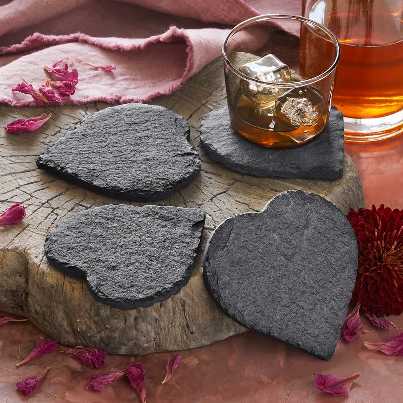 Slate Love Coasters, Set Of 4 View 2