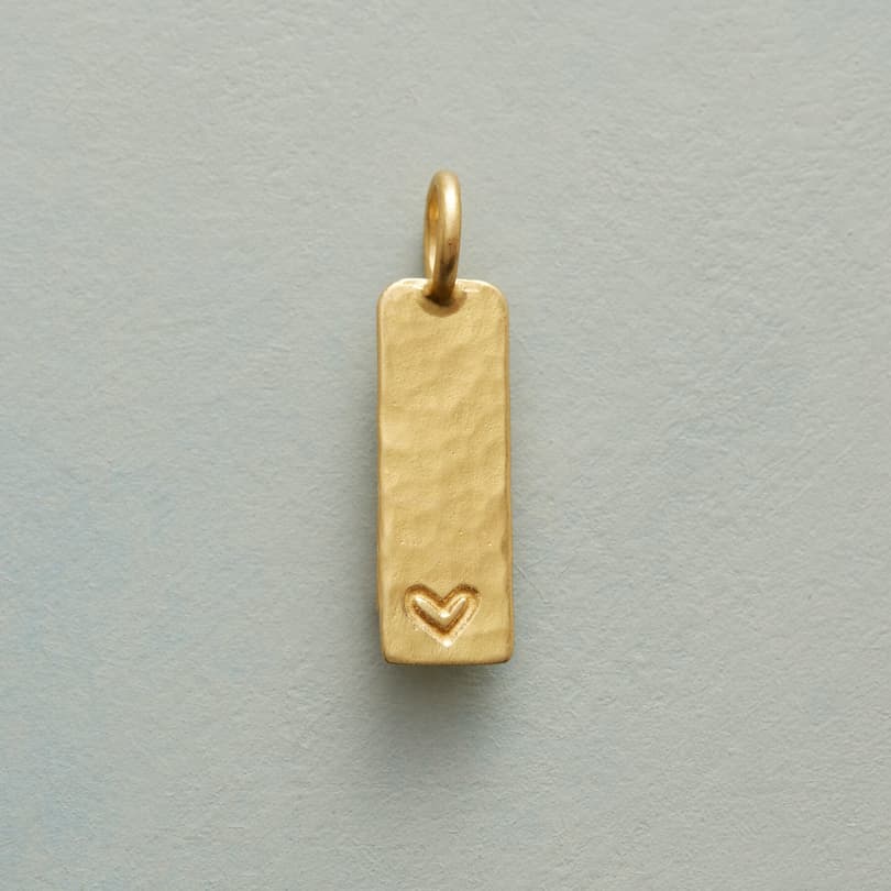 INSCRIBED HEART CHARM GOLD view 1
