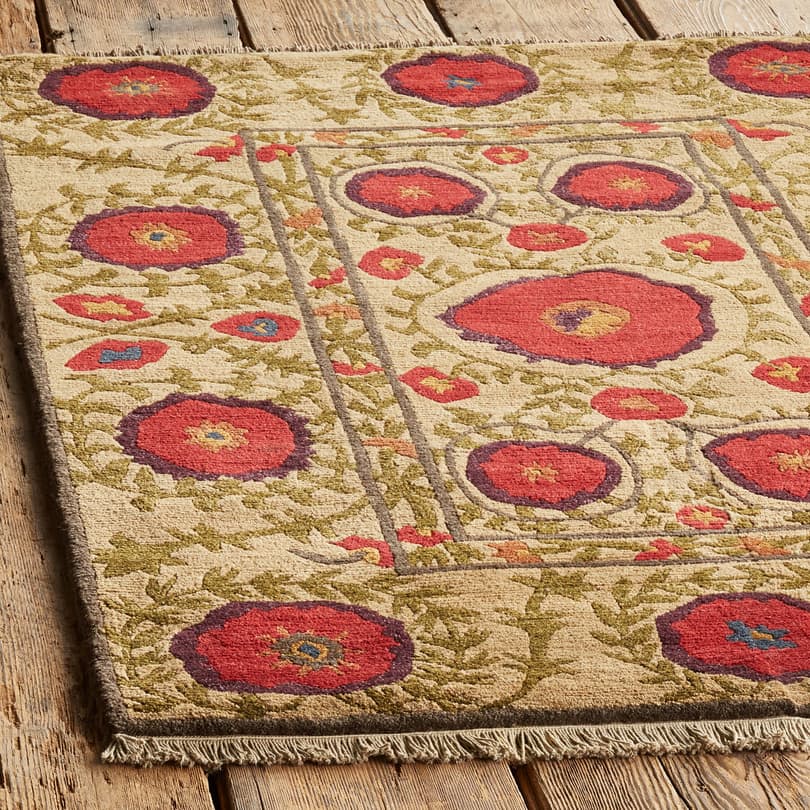 FIELD OF POPPIES TIBETAN HAND KNOTTED RUG view 1