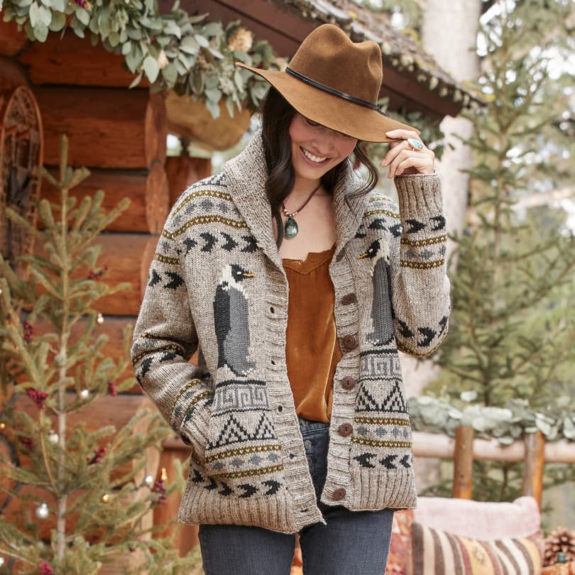 Penguins Aplenty Cardigan Sundance Catalog