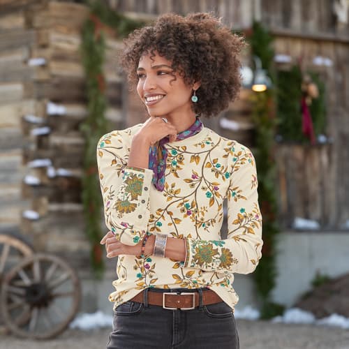 New! Medium Sundance Catalog Before + Again Pink Floral Waffle Thermal Top  - Gaia – Case in legno