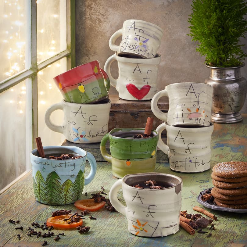 Stoneware Hope and Joy Mugs