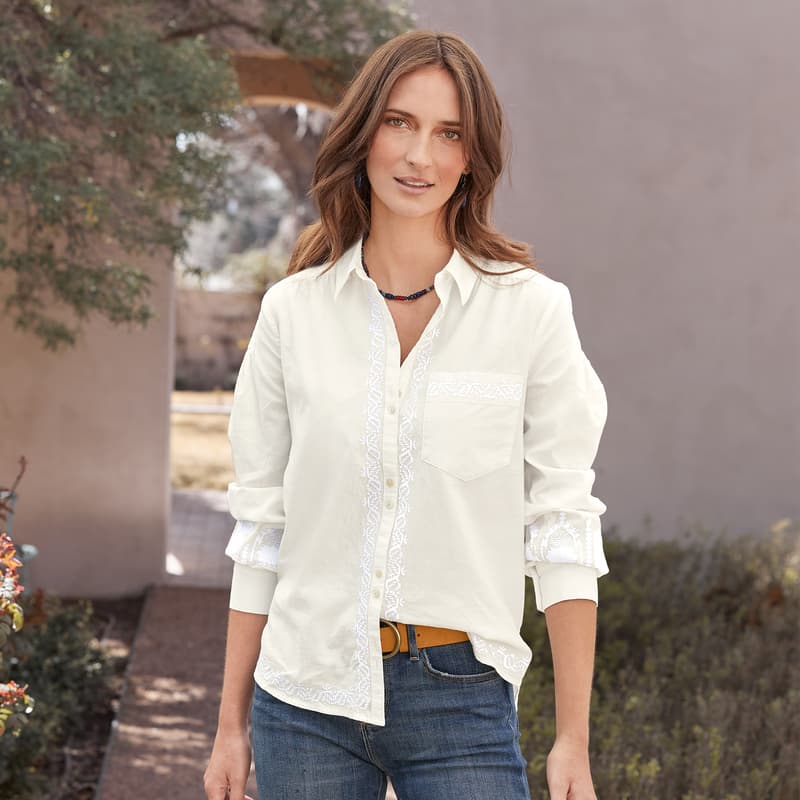 Karla Embroidered Shirt, Petite View 1