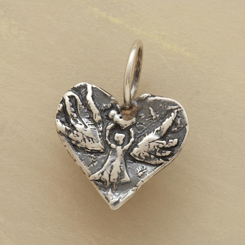 STERLING SILVER ANGEL HEART CHARM view 1