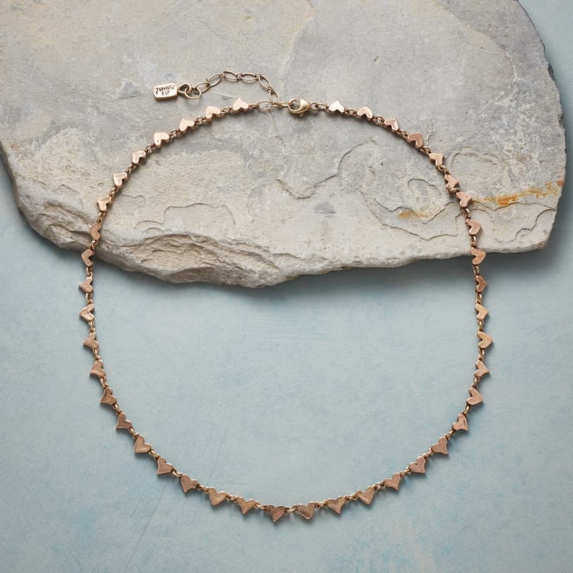 14KT ROSE CHAIN OF HEARTS NECKLACE view 1