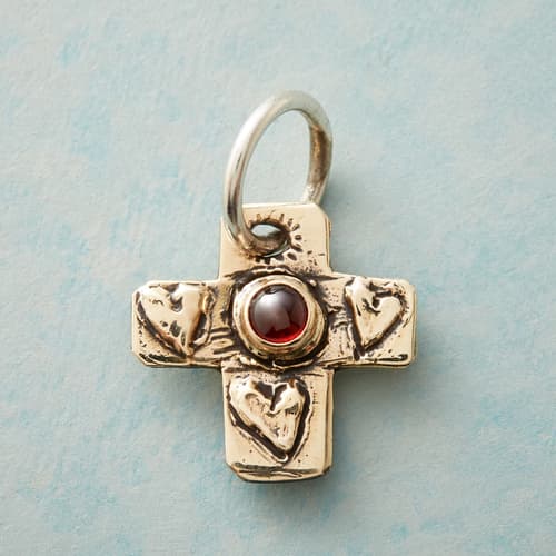 GOLD GARNET FAITH CHARM view 1