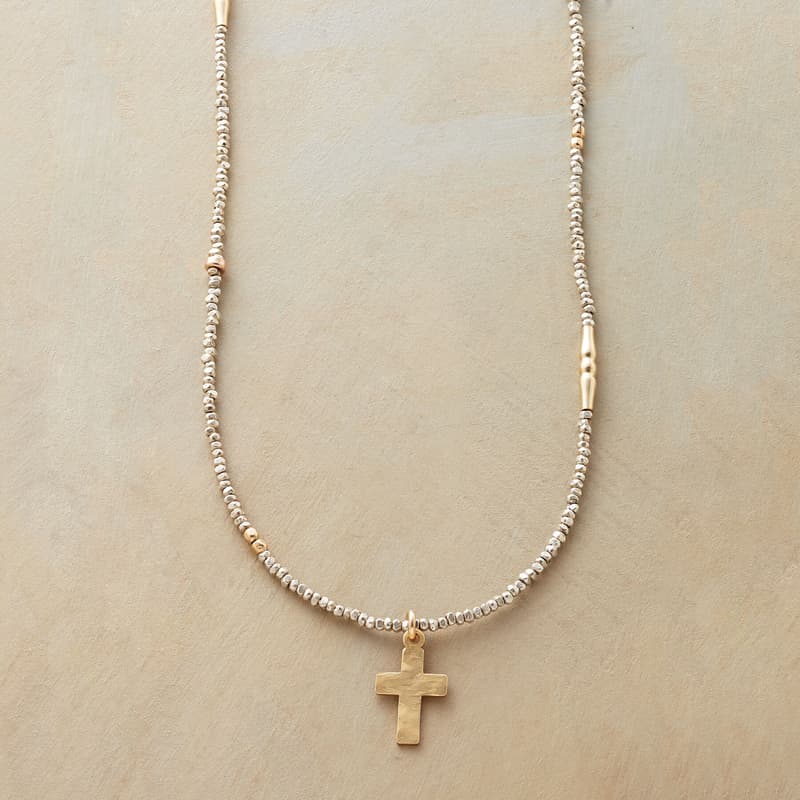 CARVED CROSS NECKLACE view 1