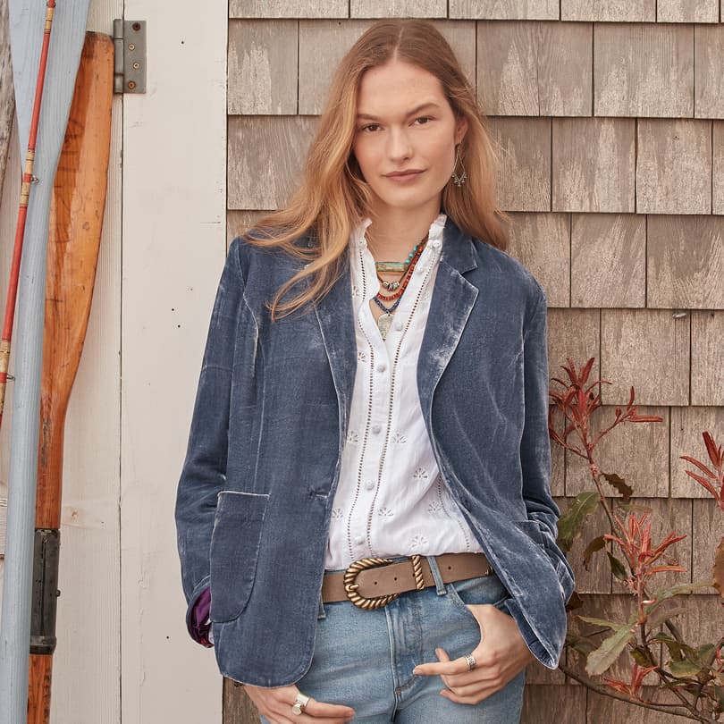 Beau Velvet Blazer - Petites View 11SLATE