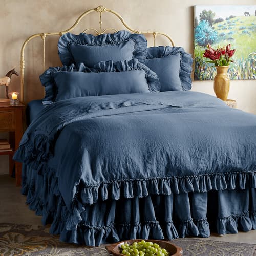 GOSSAMER LINEN RUFFLE DUVET COVER view 1