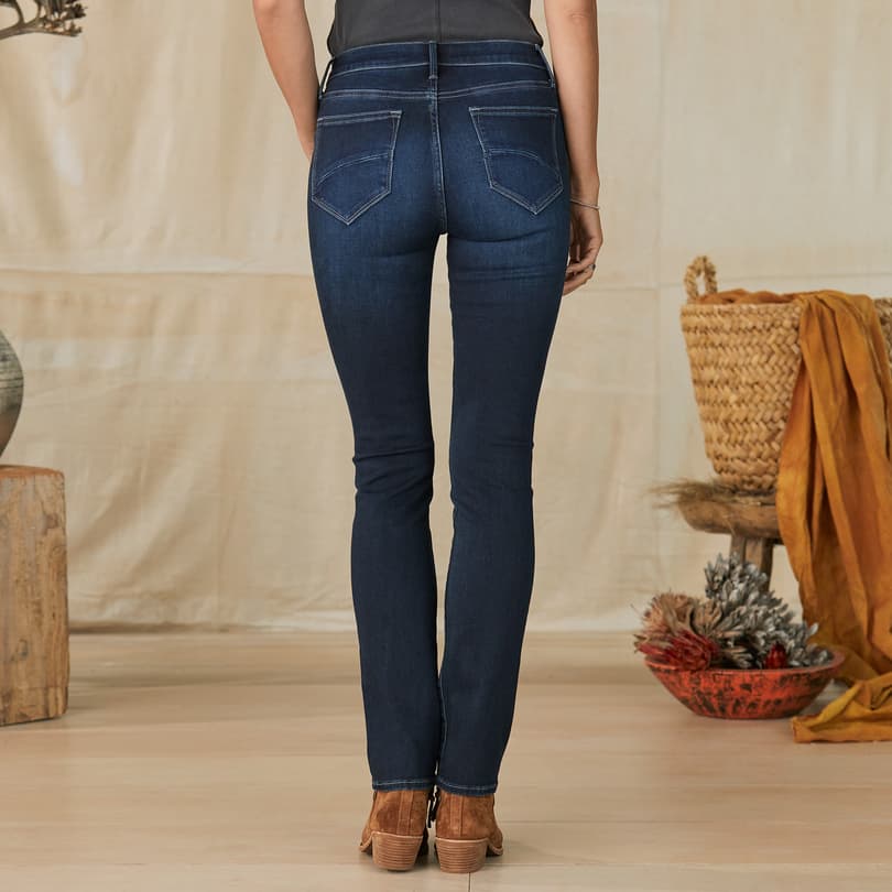 Audrey High Rise Straight Pants with Raw Hem and Tummy Control in