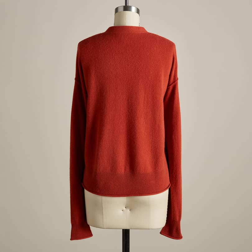 Cashmere V-neck Sweater in Burnt Orange