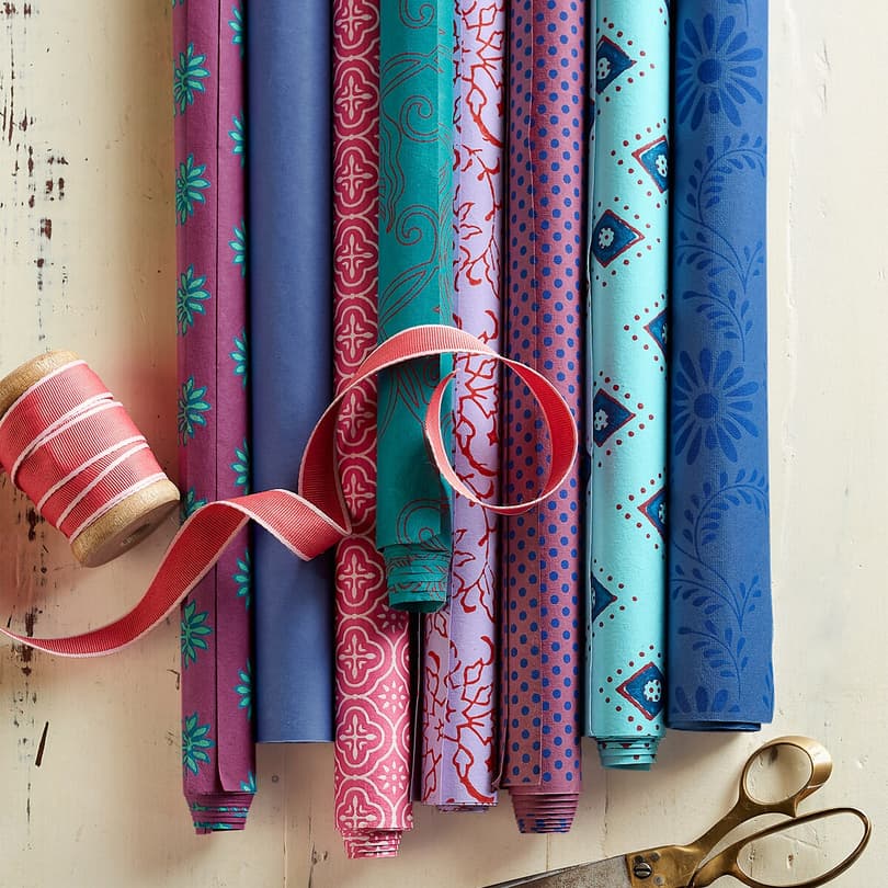 FESTIVE M�LANGE WRAPPING PAPER, SET OF 8 view 1