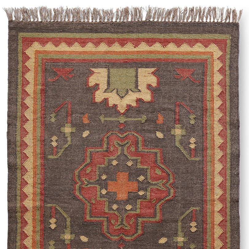 PERSIMMON MEDALLION DHURRIE RUG, LARGE view 1