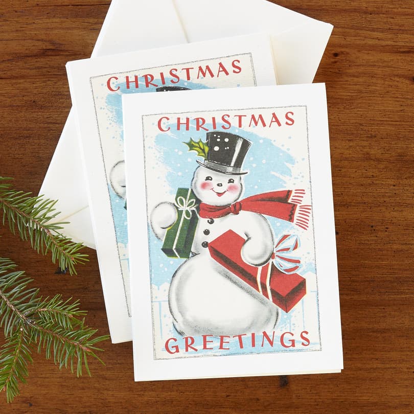 VINTAGE SNOWMAN GREETING CARDS, SET OF 10 view 1