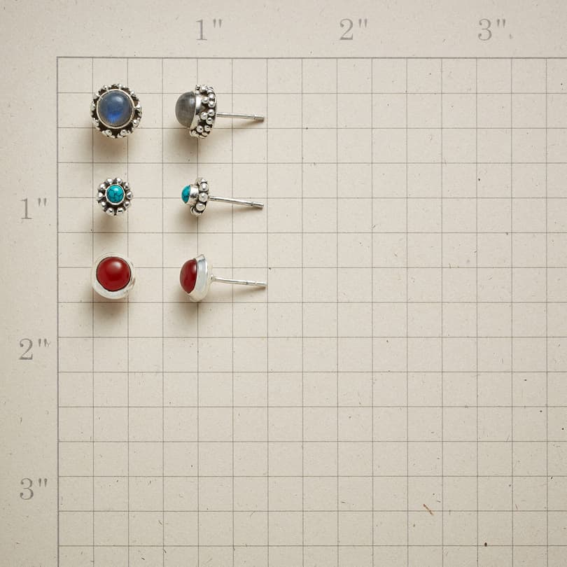 CIRCLE THE GEMSTONES EARRING TRIO view 1